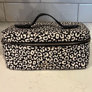 kate spade Black & White Leopard-Print Travel Cosmetic Case